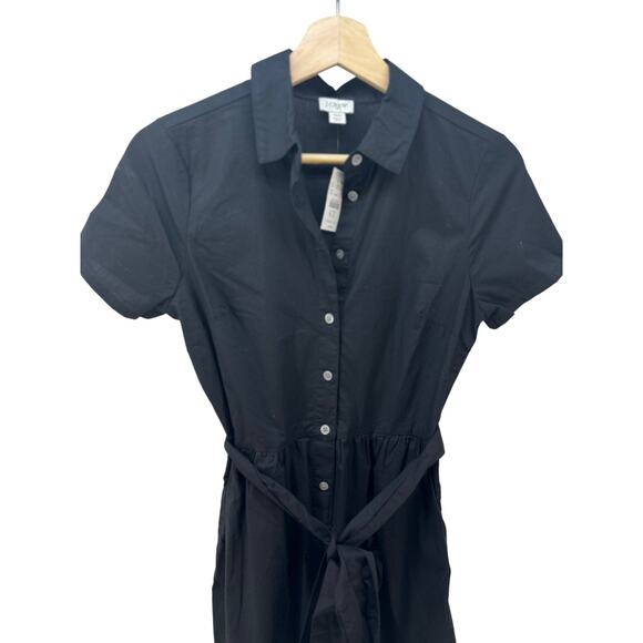 NWT - J. Crew Womens Black Short Sleeve Dress w/ Pockets & Belt Size 00 - Picture 4 of 5